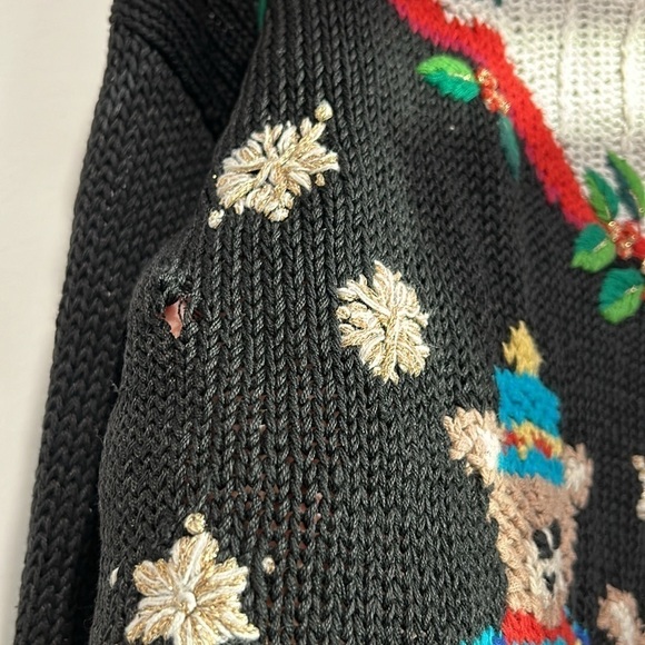 Vintage Toy Solider Teddy Bear Woven Knit crewneck pullover sweater medium - Picture 4 of 8